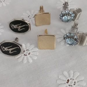 Cuff links and tie clip